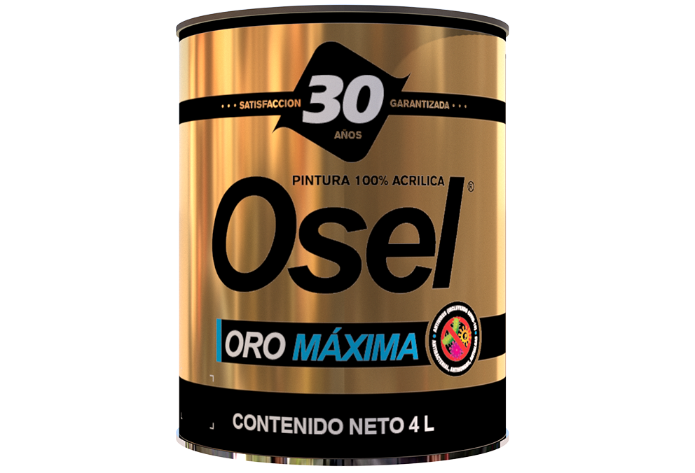 Pintura Satinada 100% Acrílica Osel Oro Máxima Germicida - Blanco