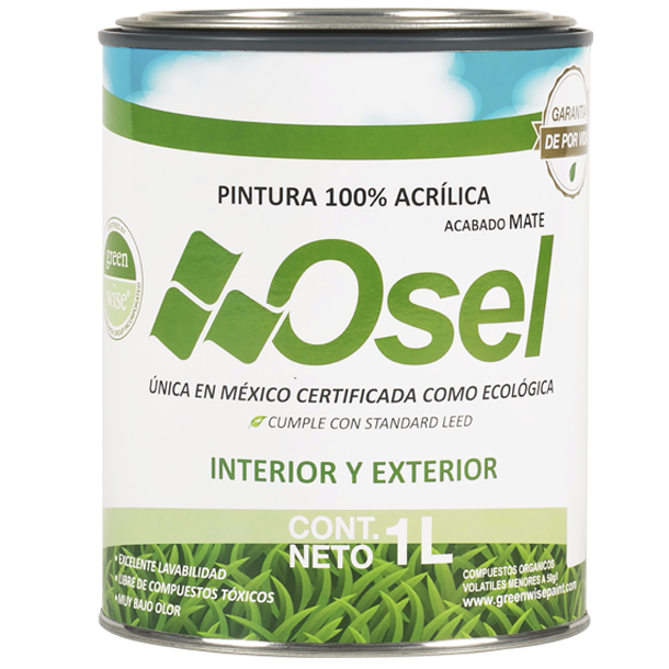 Pintura 100% acrílica Osel Verde de por Vida Mate - Blanco