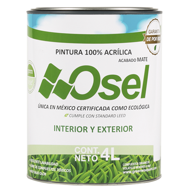 Pintura 100% acrílica Osel Verde de por Vida Mate - Blanco